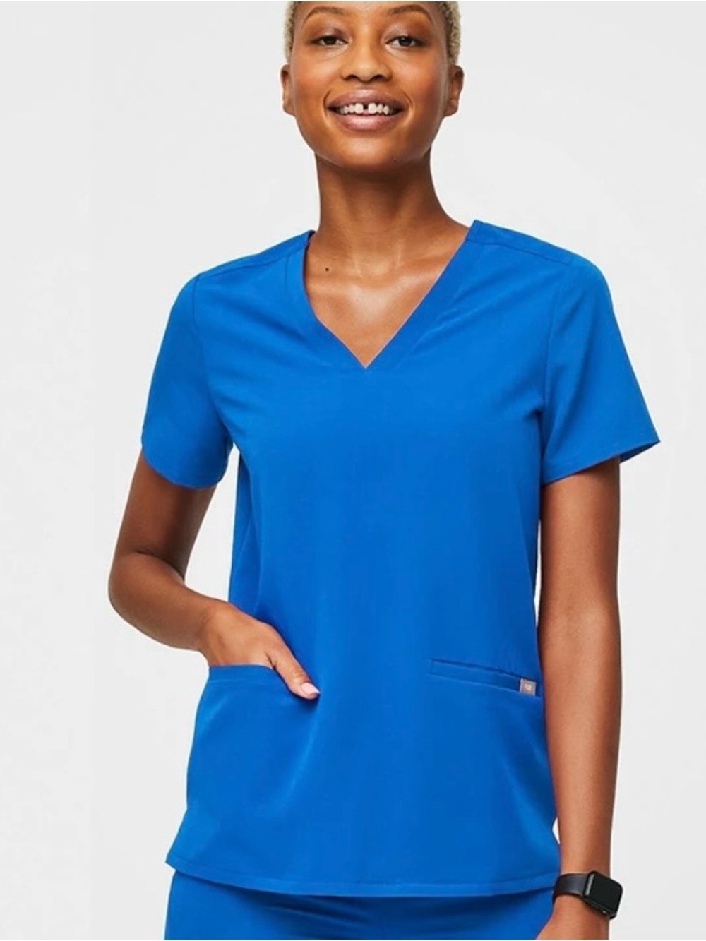 FIGS Women’s Casma Scrub Top Royal Blue Size XL Three Pocket Scrub Top